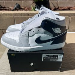 Jordan 1 Mid Grey And Navy 