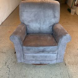 Gray Suede Reclining Rocking Chair