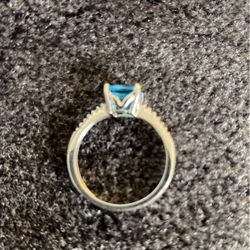 Blue Topaz Diamond White 10k Gold Ring