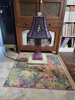 Purple Gothic Table Lamp with Fringe Shade