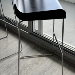 Bar Stool Set Of 2  Beautiful Dark Wood  And Chrone Modern Bar 