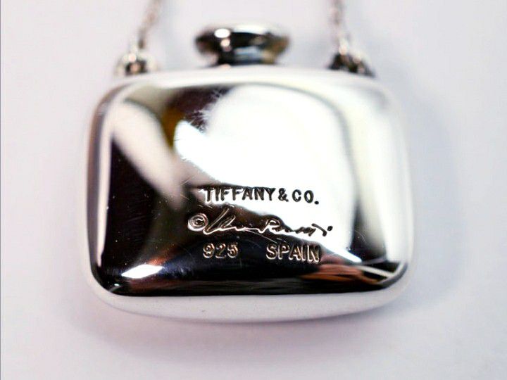 Authentic Tiffany & Co.  Tiffany & Co. & Elsa Peretti. Medium Square Vintage Perfume Bottle Pendant Necklace