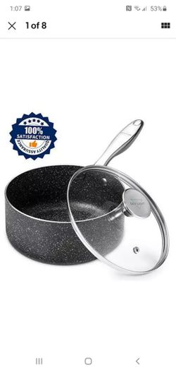 Sauce Pan 2 Quart, Nonstick Saucepan with Lid, Stone-Derived Granite Coating