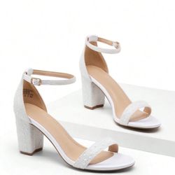 New White - Pearl Open-Toe Heels 