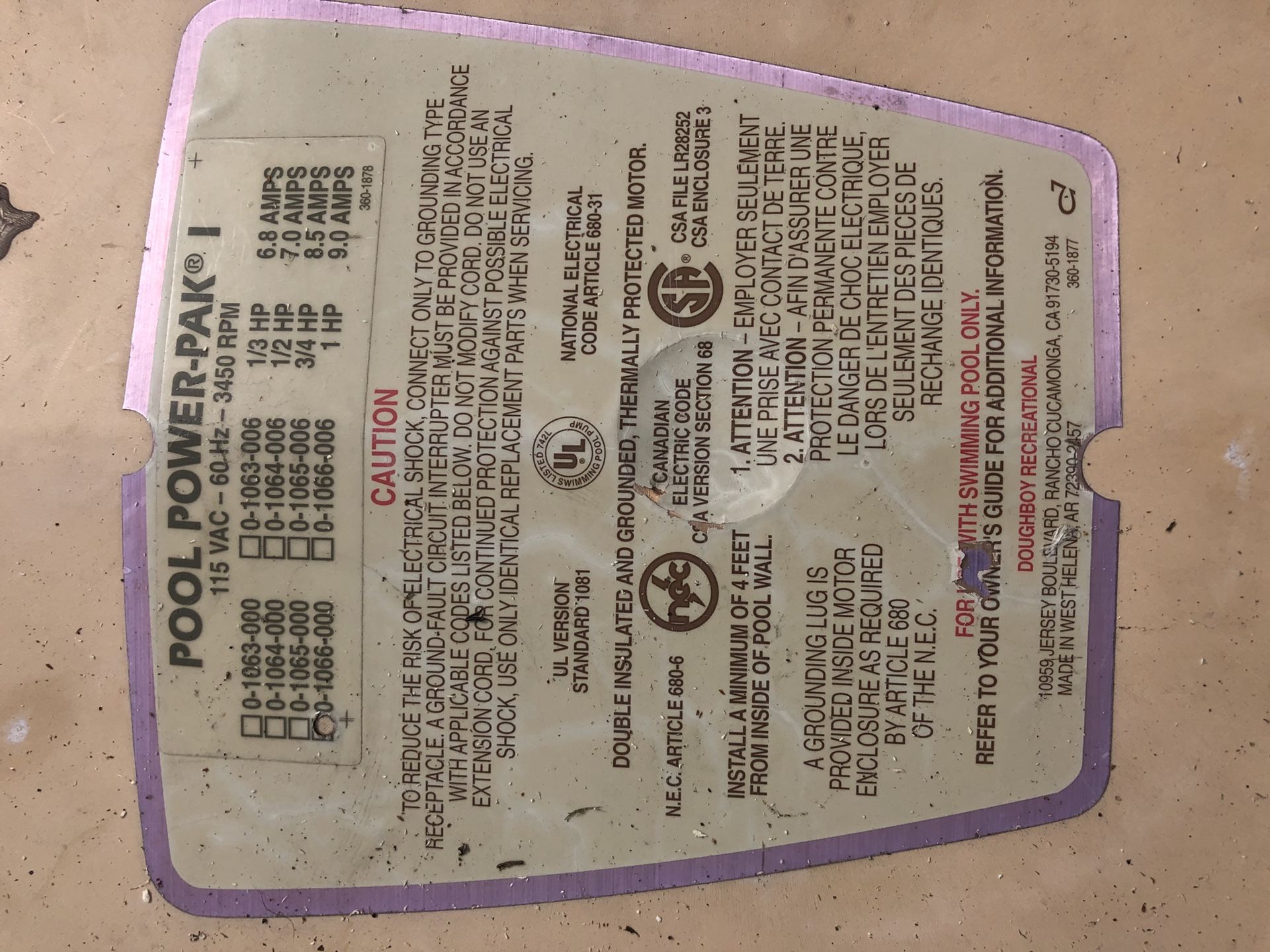 Doughboy pool pump for Sale in Buffalo Grove, IL OfferUp