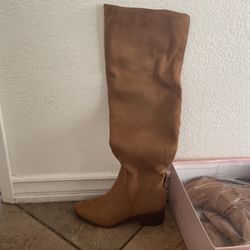 Brown Suede  Thigh High Cowgirl Boots 