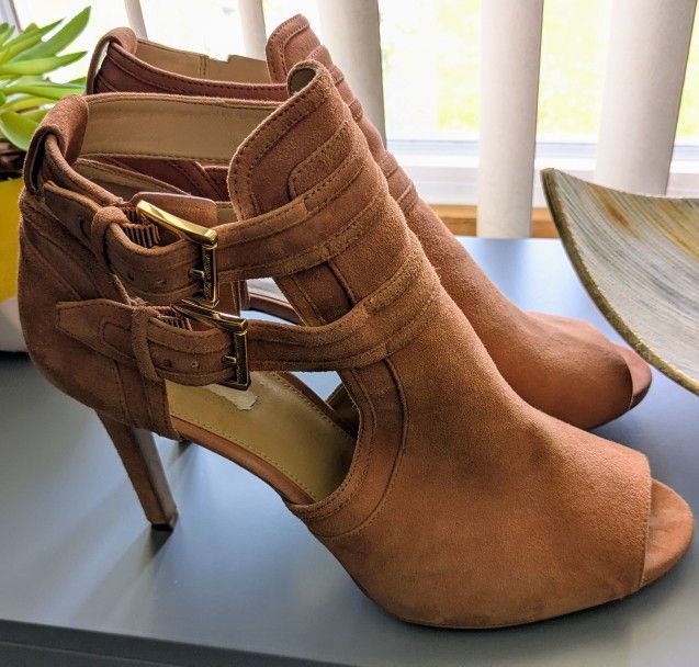 Michael Kors "Eliza" Suede Cut-Out Peep-Toe Stilettos