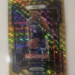 2023-24 Prizm Monopoly De'Aaron Fox #76 Gold Shimmer /49 🔥🔥🔥💯😱🐐💪⭐️🏀