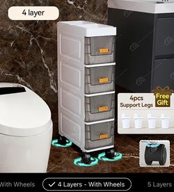 Deluxe Slim Storage Cabinet with Drawers & wheel
