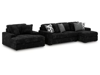 Midnight-Madness Onyx 2-Piece Sectional and Oversized Chaise