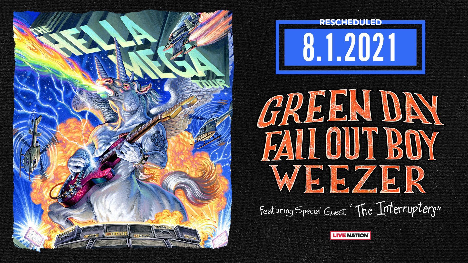 3 Tickets For Hella Mega Tour. Green Day - Weezer - Fall Out boy - Interrupters