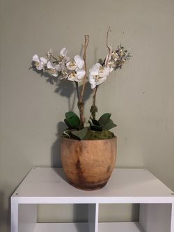 Beautiful Silk White Orchid Arrangement in Pot