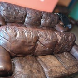 2 dark brown leather large full size couch sofa. living room. $2,500 new. stationary not recliner