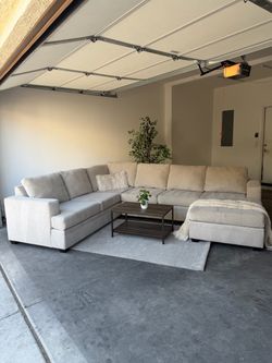 Large Beige Sectional Couch