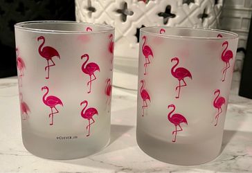 Culver frosted flamingo whiskey glasses