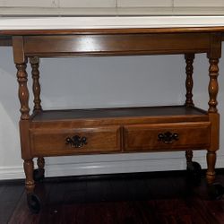 Antique American of Martinsville Solid Maple Drop-Leaf Tea / Console Table / Serving Cart