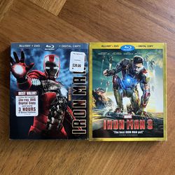 Iron Man & Iron Man 3 Marvel Superhero Blu-ray DVD Movies