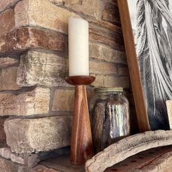 WOOD CANDLE HOLDER & Candle