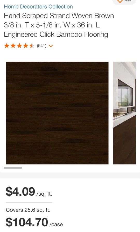 Hand Scraped Strand Woven Brown 3/8 in. T x 5-1/8 in. W x 36 in. L Engineered Click Bamboo Flooring