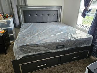 Brand new in box B214 Ashley king size bed frame with storage drawers 