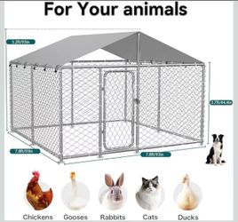 7.8'x7.8' Outdoor Dog Kennel, Heavy-Duty Dog Run with Wire Mesh Fence, Lock & Waterproof Cover for Large Dogs