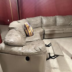 3 PC Leather Sectional Couch with pull out bed