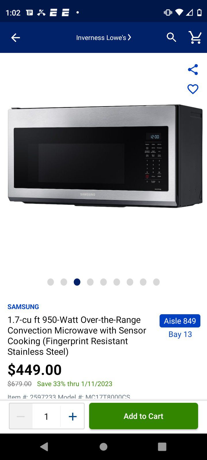 Brand New Samsung Underthehood Microwave 1.7 Normally Goes For 650 Selling Today $ 150 