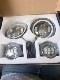 7" Round LED Headlights 4" Fog Lights Combo for Jeep Wrangler JK
