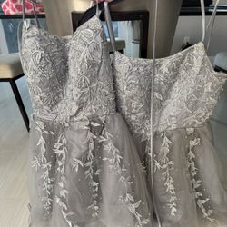 2 Beautiful Silver Gray Dresses 