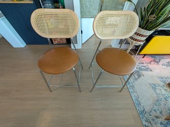 Set of 4 Cane Back Counter Stools