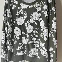 XL Honeydew Women’s Hacci Lounge Pajama Set Olive Floral 