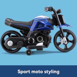  Toddler Motorcycle Kids Ride On Toy, 6 Volt Battery, 1.5-3 Years Old, Max Weight of 44 lbs, Single Rider, Blue, Electric motorcycle, Toy Bike