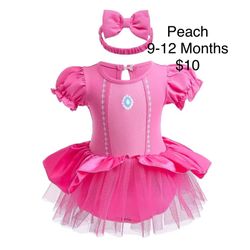 Baby Princess Peach Super Mario Bros Mario Kart Cosplay Costume 9-12 Months