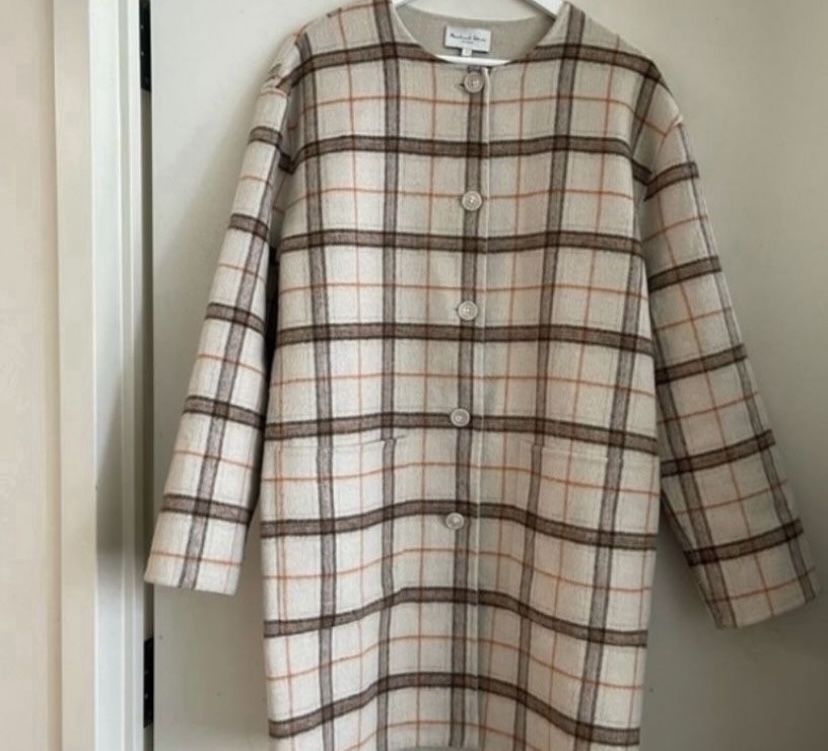 Michael Stars womens stylish plaid Coat BRAND NEW WITH TAGS (SIZE: SMALL) peacoat AUTHENTIC- $100