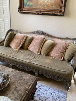 Victorian Style Carved Wood Sofa