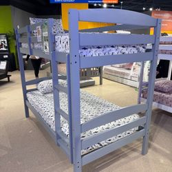 Twin Size Wooden Bunk Bed W. Orthopedic Mattresses Included 