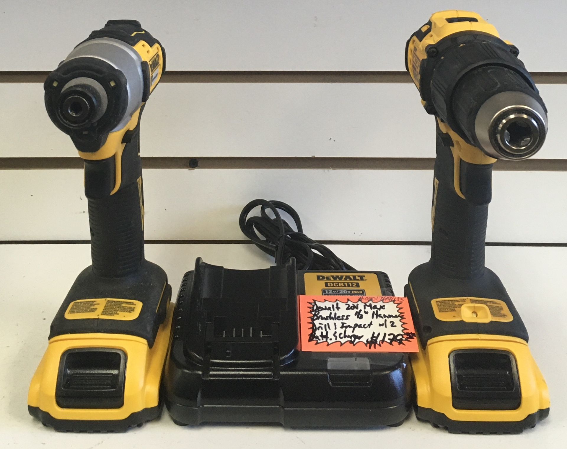 Dewalt 20V Max Brushless 1/2” Hammer Drill & Impact W/ 2 Batt. & Charger