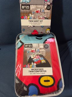 BT21 Twin Sheet Set and Comforter Bundle