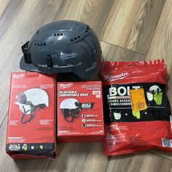 BOLT Gray Type 2 Class C Front Brim Vented Safety Helmet / Accessories 