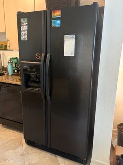 Black Side-by-Side Refrigerator with Ice Dispenser