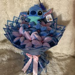 lavender and blue stitch bouquet 