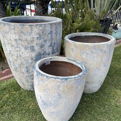 Rustic Stone Planters-Nursery Pots($475 set of 3)