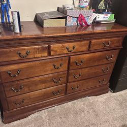 Nine Drawer Wood Dresser