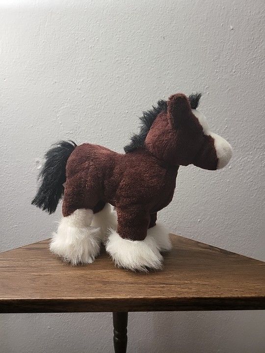 Ganz Webkinz Clydesdale Horse Plush 9" Brown White HM139 No Code (S)
