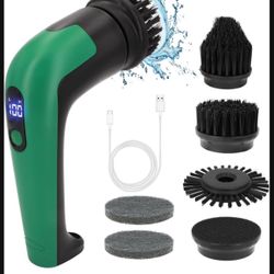 Electric Spin Scrubber, Cleaning Brush with 6 Replaceable Brush Heads, Cordless Shower Scrubber with LED Display, IPX7 Waterproof Handheld Power Spin 