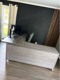 Large Executive Office Desk (2 Piece) + Office Chair - Wayfair - $350