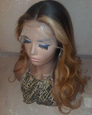 1b/Ginger/Blonde Ombre Balayage Middle Part Lace Wig