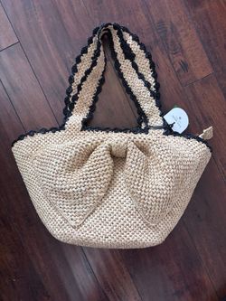 Kate Spade Raffia Bow Tote Bag - New with Tags
