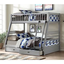 Gray Twin/ Full Bunk Bed 