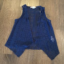 Girls Navy Blue Vest Cardigan Size 7 By Speechless #5
